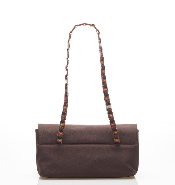 サルヴァトーレフェラガモ ヴァラ AU-21 8804 ブラウン ナイロン 肩掛け ショルダーバッグ レディース Salvatore Ferragamo 中古