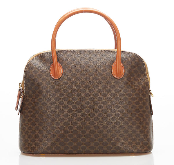セリーヌ マカダム ブラウン PVC レザー ハンドバッグ レディース CELINE 中古