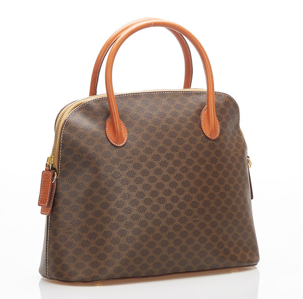 セリーヌ マカダム ブラウン PVC レザー ハンドバッグ レディース CELINE 中古