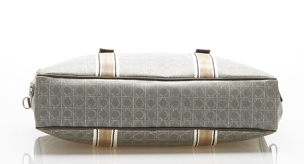 サルヴァトーレフェラガモ ガンチーニ カーキ PVC レザー キャンバス ビジネスバッグ ショルダーバッグ 2WAY メンズ Salvatore Ferragamo 中古