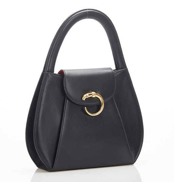 カルティエ パンテール ブラック レザー ショルダーバッグ レディース CARTIER 中古