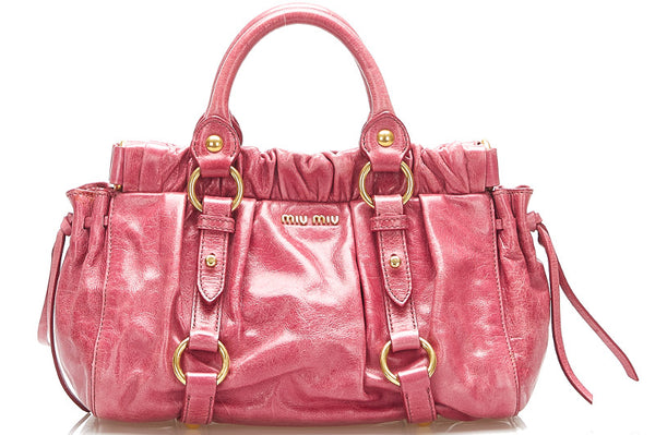 ミュウミュウ ピンク レザー ハンドバッグ レディース MIUMIU 中古