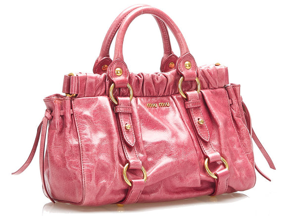 ミュウミュウ ピンク レザー ハンドバッグ レディース MIUMIU 中古