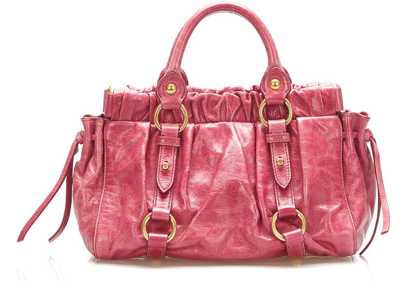 ミュウミュウ ピンク レザー ハンドバッグ レディース MIUMIU 中古