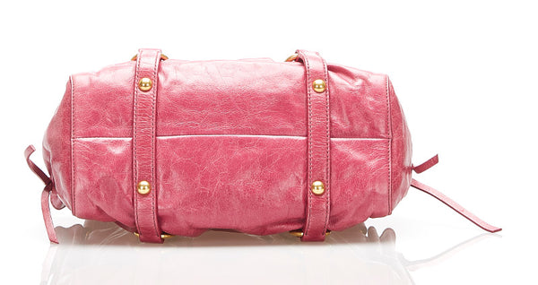 ミュウミュウ ピンク レザー ハンドバッグ レディース MIUMIU 中古