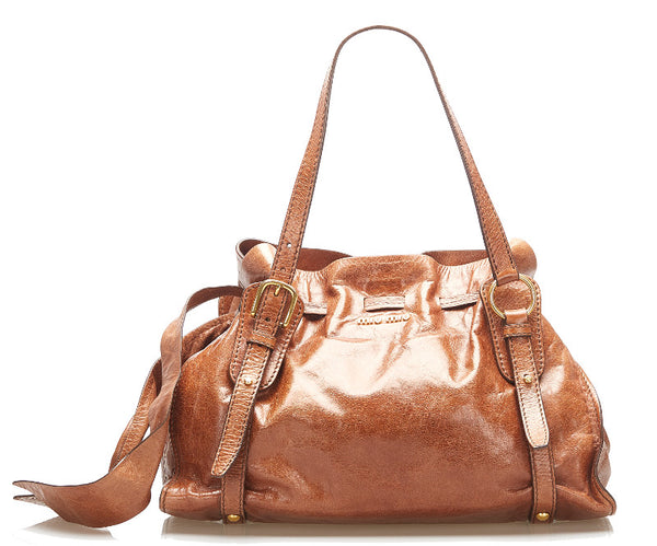 ミュウミュウ ブラウン レザー ショルダーバッグ レディース MIUMIU 中古