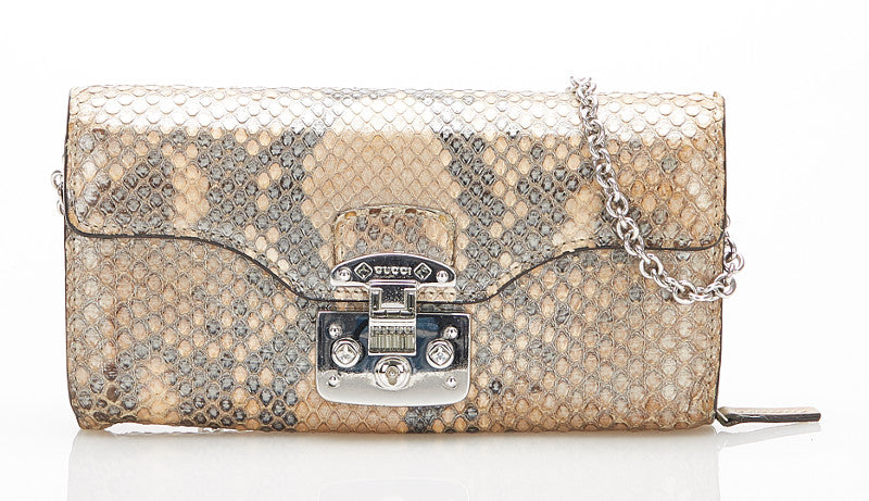 グッチ 331741 ベージュ レザー型押し 長財布 レディース GUCCI 中古