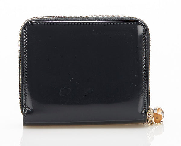 グッチ バンブー 035 1408 1919 ブラック パテントレザー 二つ折り財布 レディース GUCCI 中古