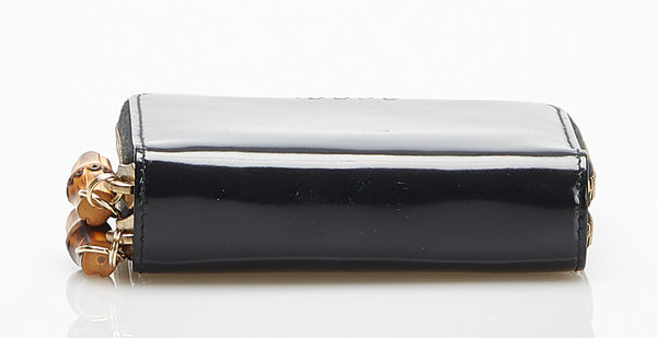 グッチ バンブー 035 1408 1919 ブラック パテントレザー 二つ折り財布 レディース GUCCI 中古