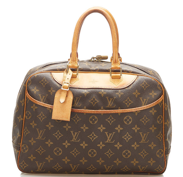 ルイ ヴィトン モノグラム ドーヴィル M47270 ブラウン PVC レザー トートバッグ レディース LOUIS VUITTON 中古