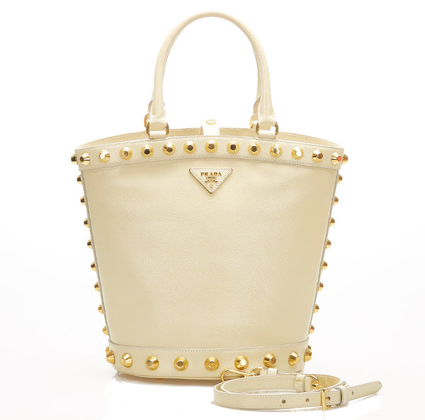 プラダ ベージュ レザー ハンドバッグ ショルダーバッグ 2WAY レディース PRADA 中古