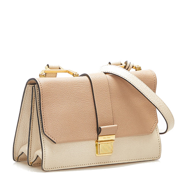 ミュウミュウ ベージュ レザー ショルダーバッグ レディース MIUMIU 中古