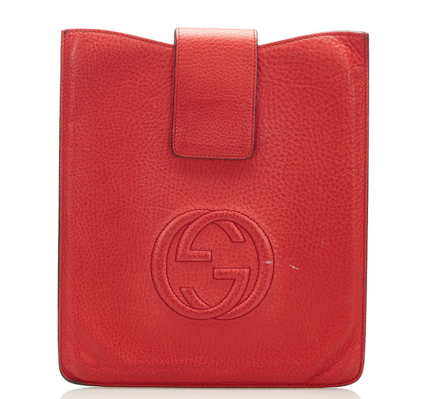 グッチ ソーホー 305986・0416 レッド レザー iPadケース レディース GUCCI 中古