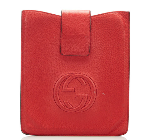 グッチ ソーホー 305986・0416 レッド レザー iPadケース レディース GUCCI 中古