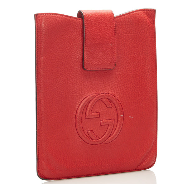 グッチ ソーホー 305986・0416 レッド レザー iPadケース レディース GUCCI 中古
