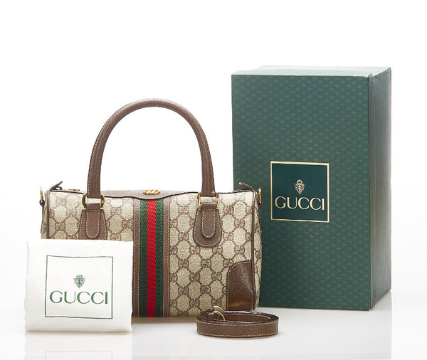 グッチ GGスプリーム シェリーライン 002.39.0269 ブラウン PVC レザー ハンドバッグ ショルダーバッグ 2WAY レディース GUCCI 中古