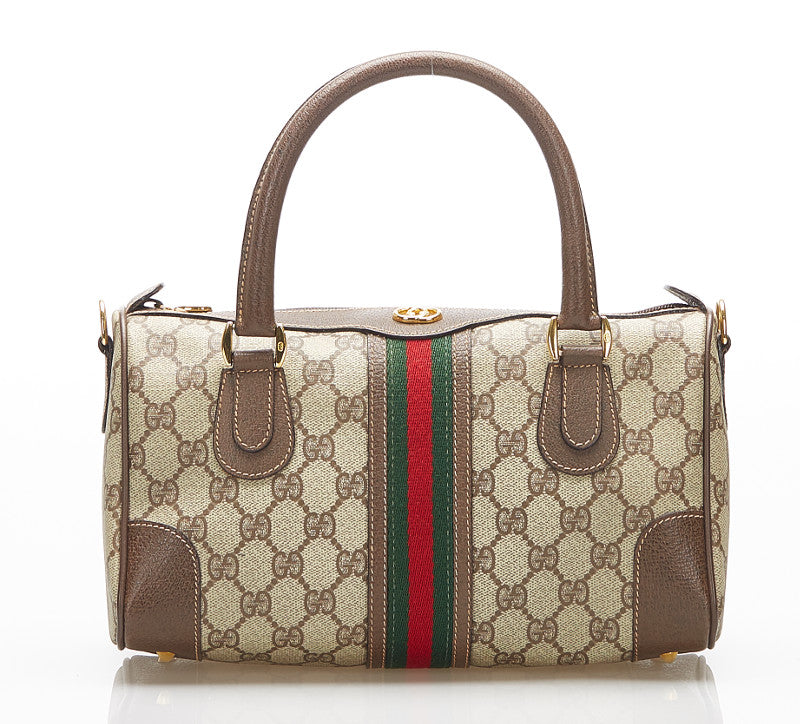 グッチ GGスプリーム シェリーライン 002.39.0269 ブラウン PVC レザー ハンドバッグ ショルダーバッグ 2WAY レディース GUCCI 中古