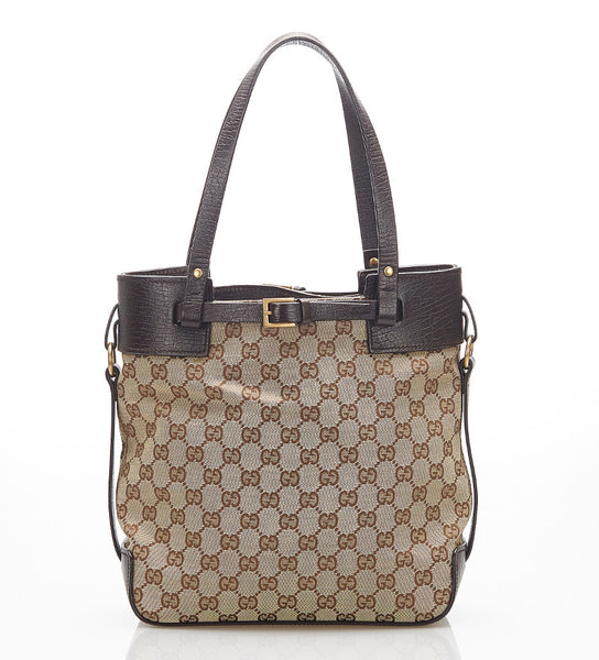 グッチ GGキャンバス 107757 ブラウン キャンバス ハンドバッグ レディース GUCCI 中古