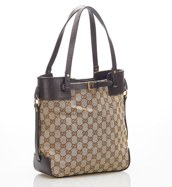 グッチ GGキャンバス 107757 ブラウン キャンバス ハンドバッグ レディース GUCCI 中古