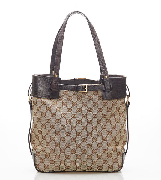 グッチ GGキャンバス 107757 ブラウン キャンバス ハンドバッグ レディース GUCCI 中古