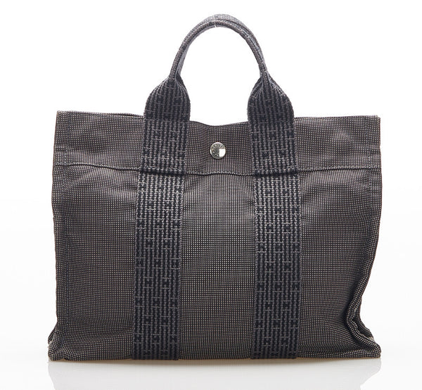 エルメス エールライン グレー キャンバス トートバッグ ユニセックス HERMES 中古