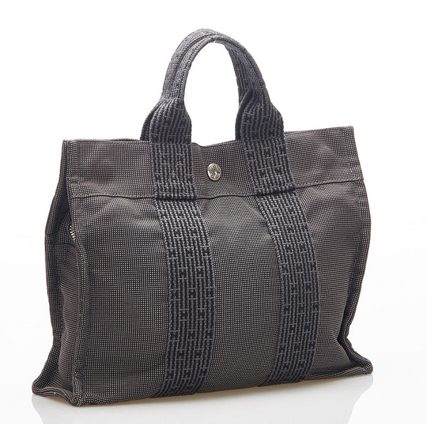 エルメス エールライン グレー キャンバス トートバッグ ユニセックス HERMES 中古