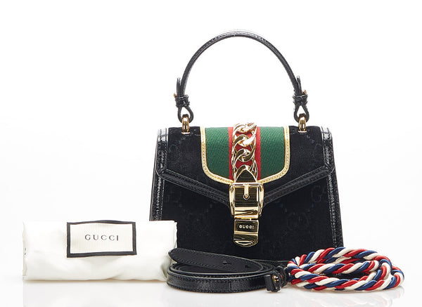 グッチ GG シルヴィー 470270  ブラック ベロア ショルダーバッグ レディース GUCCI 中古