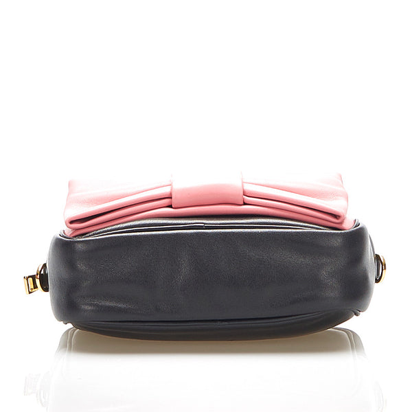 プラダ リボン BP0166 ブラック ピンク レザー 斜め掛け ショルダーバッグ レディース PRADA 中古