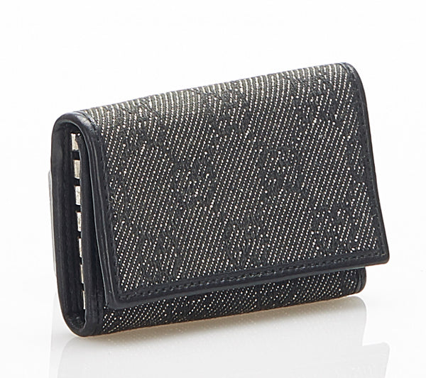 グッチ GGキャンバス 04564 グレー キャンバス レザー キーケース レディース GUCCI 中古