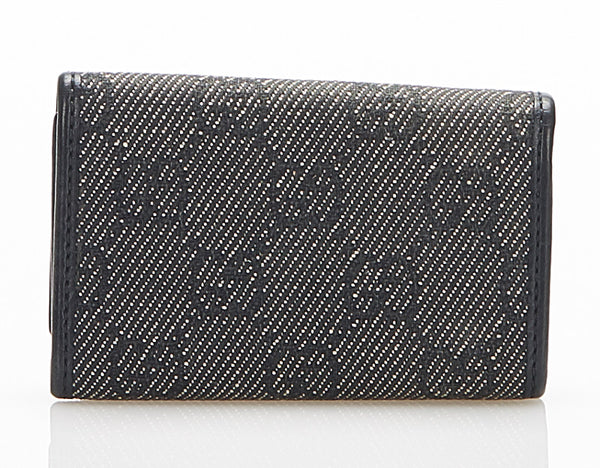 グッチ GGキャンバス 04564 グレー キャンバス レザー キーケース レディース GUCCI 中古
