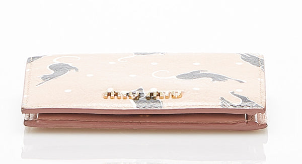 ミュウミュウ 猫 5MV204 ピンク ゴートレザー 二つ折り財布 レディース MIUMIU 中古