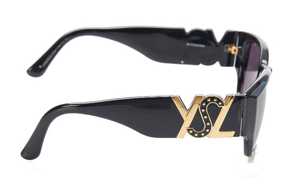 イヴ サンローラン ブラック プラスチック メッキ サングラス レディース YVES SAINT LAURENT 中古