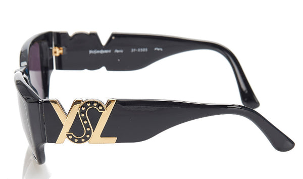 イヴ サンローラン ブラック プラスチック メッキ サングラス レディース YVES SAINT LAURENT 中古