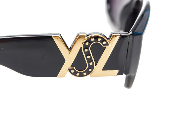 イヴ サンローラン ブラック プラスチック メッキ サングラス レディース YVES SAINT LAURENT 中古