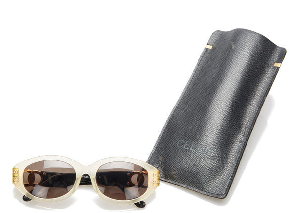 セリーヌ ブラック プラスチック メッキ サングラス レディース CELINE 中古