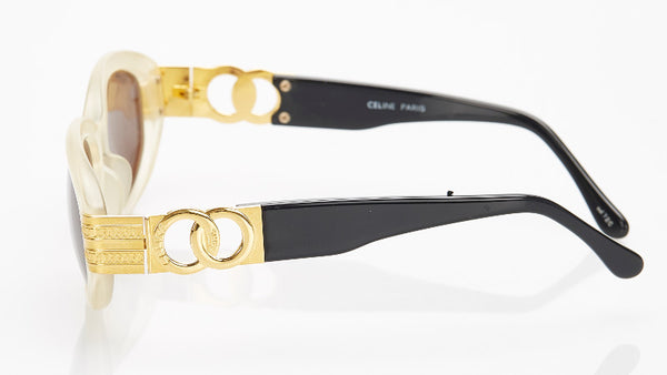 セリーヌ ブラック プラスチック メッキ サングラス レディース CELINE 中古