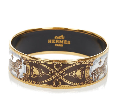 エルメス ブラウン ゴールド メッキ エマイユGM バングル レディース HERMES 中古