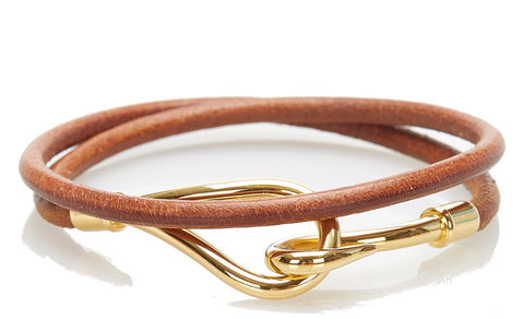 エルメス ブラウン レザー メッキ ブレスレット  HERMES 中古