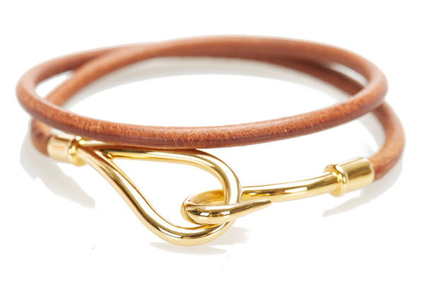 エルメス ブラウン レザー メッキ ブレスレット  HERMES 中古