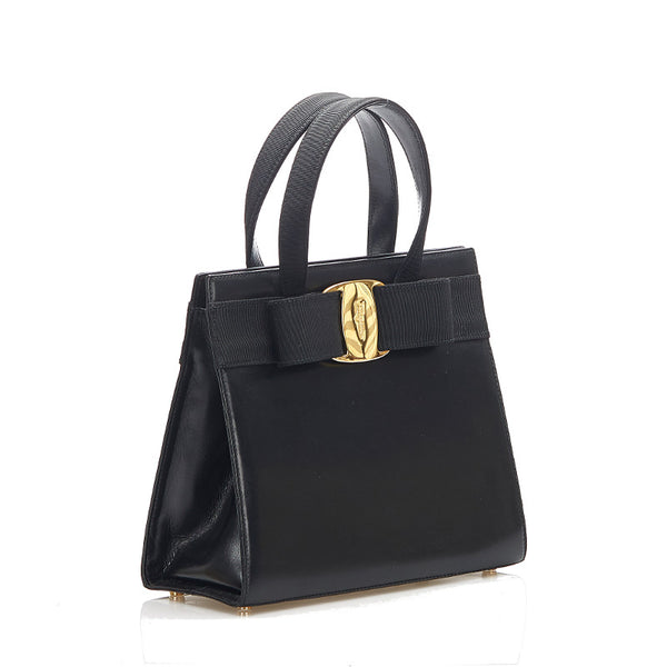 サルヴァトーレフェラガモ ヴァラリボン BA21 4178 ブラック レザー ハンドバッグ レディース Salvatore Ferragamo 中古