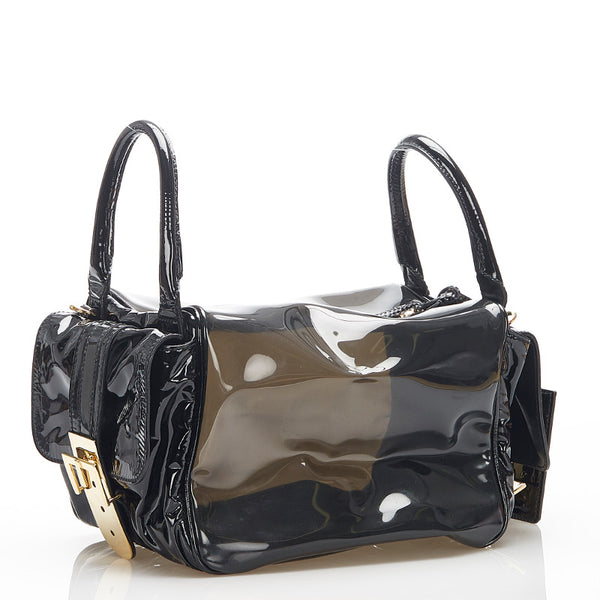 ドルチェアンドガッバーナ クリア ブラック ビニール パテントレザー ハンドバッグ ショルダーバッグ 2WAY レディース DOLCE&GABBANA 【中古】