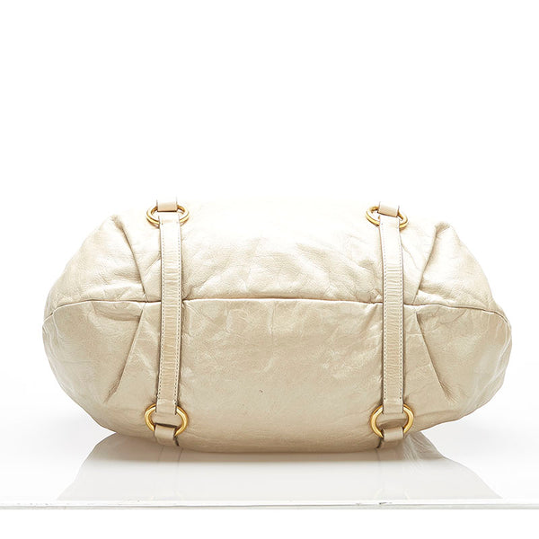 ミュウミュウ アイボリー レザー ハンドバッグ ショルダーバッグ 2WAY レディース MIUMIU 中古