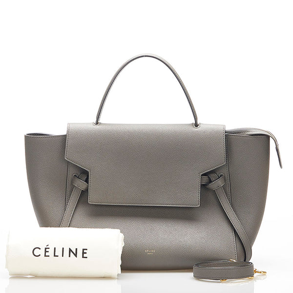 セリーヌ ベルトバッグ グレー レザー ハンドバッグ ショルダーバッグ 2WAY レディース CELINE 中古