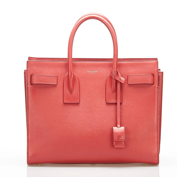 イヴ サンローラン レッド レザー ハンドバッグ レディース YVES SAINT LAURENT 中古