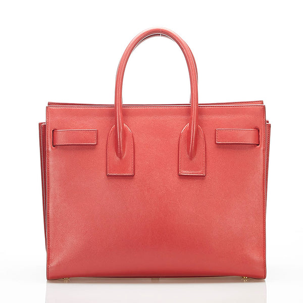 イヴ サンローラン レッド レザー ハンドバッグ レディース YVES SAINT LAURENT 中古