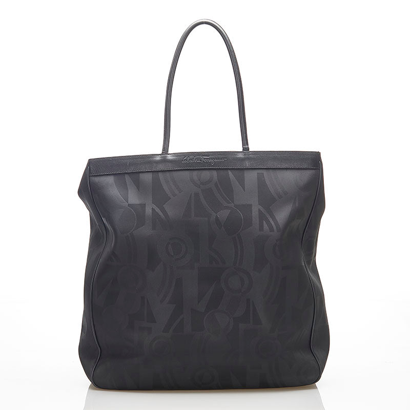 サルヴァトーレフェラガモ AU-21 6771 ブラック PVC レザー トートバッグ レディース Salvatore Ferragamo 中古