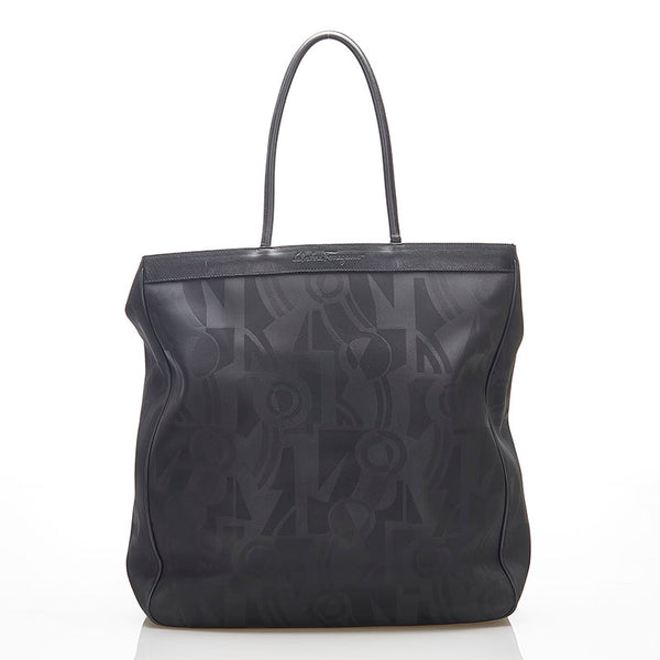 サルヴァトーレフェラガモ AU-21 6771 ブラック PVC レザー トートバッグ レディース Salvatore Ferragamo 中古