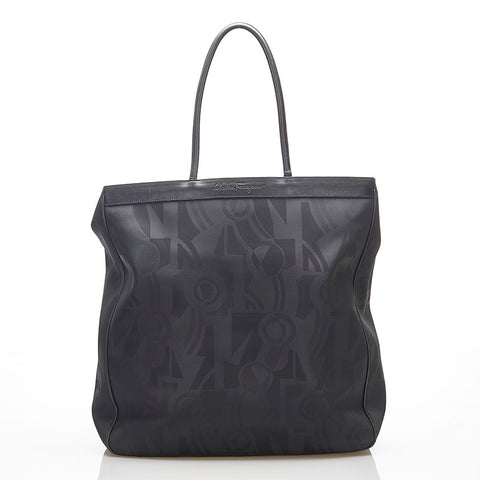 サルヴァトーレフェラガモ AU-21 6771 ブラック PVC レザー トートバッグ レディース Salvatore Ferragamo 中古