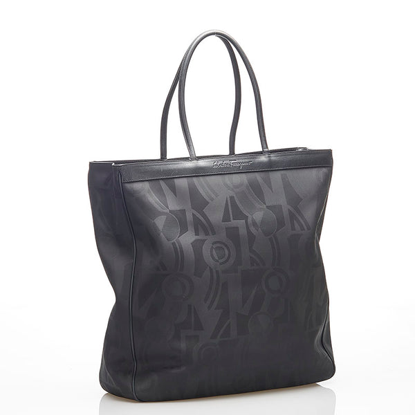 サルヴァトーレフェラガモ AU-21 6771 ブラック PVC レザー トートバッグ レディース Salvatore Ferragamo 中古