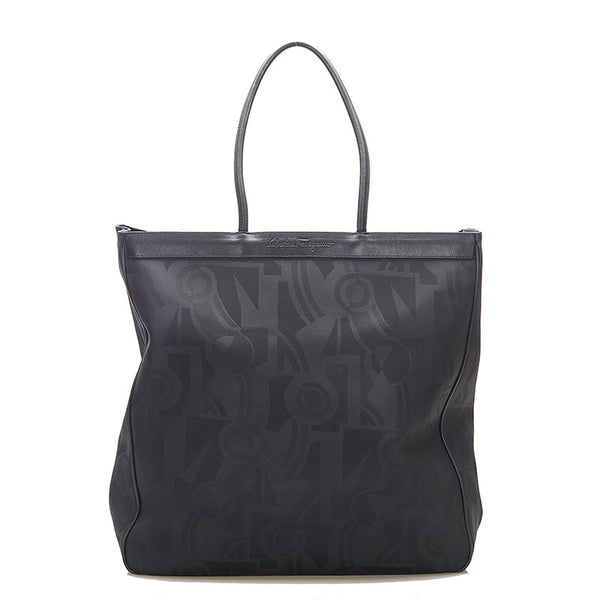 サルヴァトーレフェラガモ AU-21 6771 ブラック PVC レザー トートバッグ レディース Salvatore Ferragamo 中古